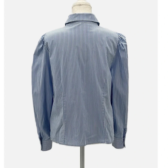 Jill Stuart Striped Puff Sleeve Button Front Blouse - Size 12 - Picture 5 of 8